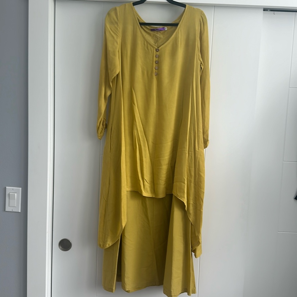 ROMACCI Yellow Long Sleeve High Low Dress